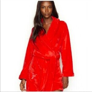 Victoria's Secret Logo Short Soft Cozy Robe Red Size M/L